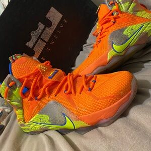 Vibrant Orange and Lime Athletic Shoes